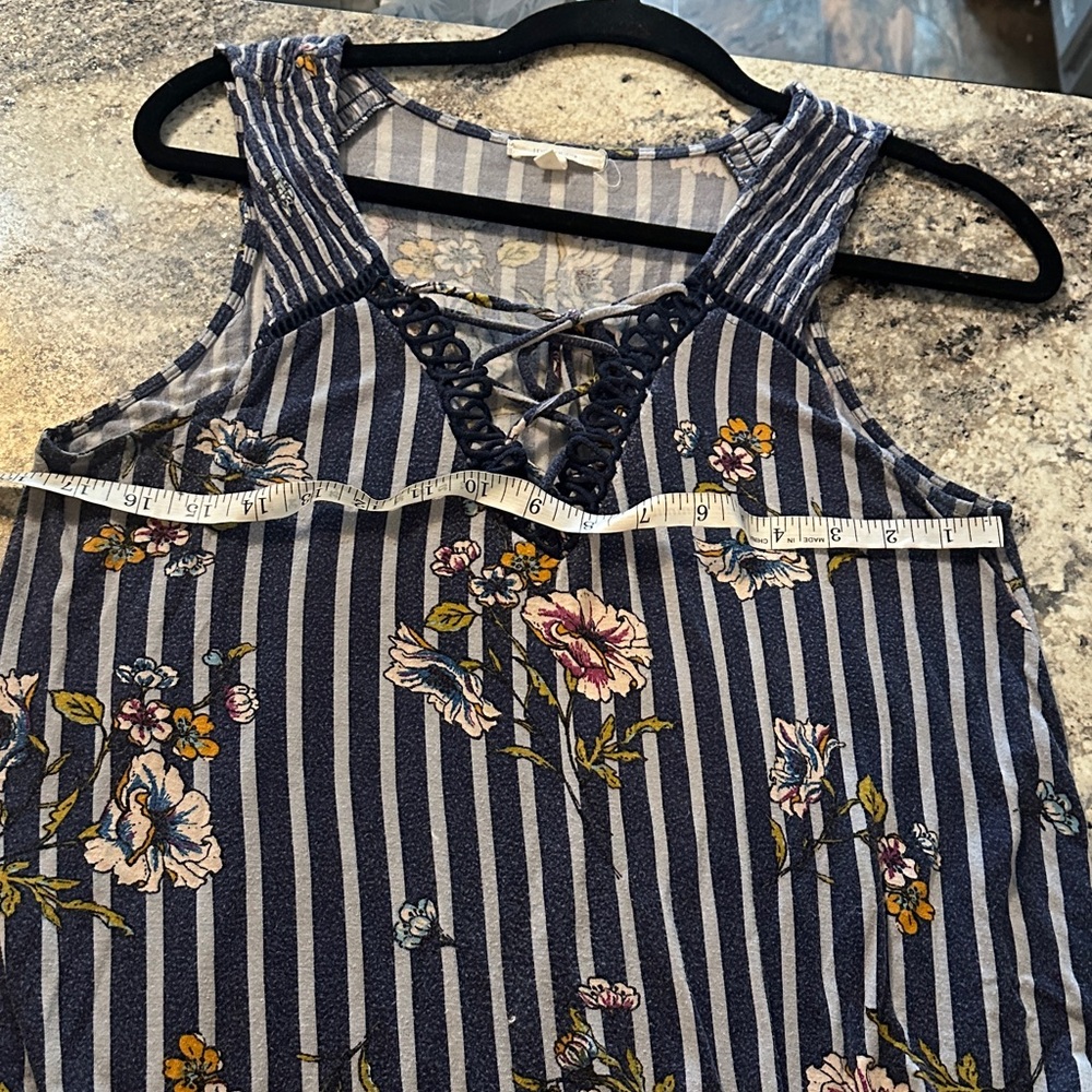 Maurices Navy Floral Striped Tank Top - Picture 5 of 5